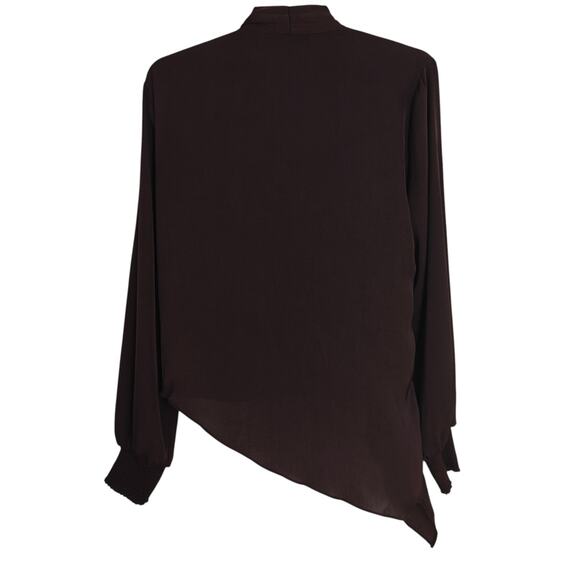 All Saints Abi Sleeve Draped Wrap Over Top Size 8 Purple V-Neck Silky Blouse - Picture 8 of 12